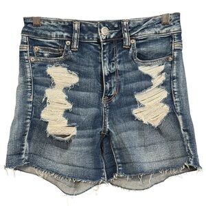 American Eagle Hi-Rise Shortie Shorts Size 4 NE(X)T Level Stretch Distressed